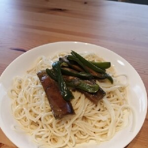 簡単！なすとピーマンの煮浸し素麺